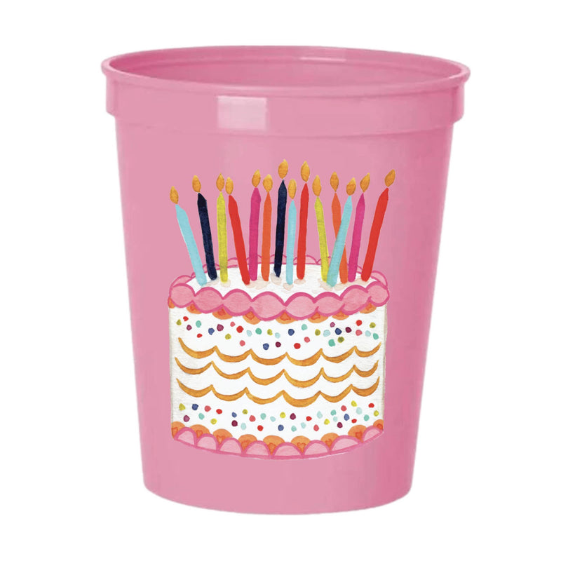 Birthday Cake Pink Stadium Cups- Pack of 6 Partyware Sip Hip Hooray  Paper Skyscraper Gift Shop Charlotte