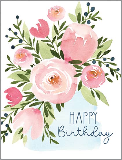 Birthday Card - Pink Roses  Gina B Designs  Paper Skyscraper Gift Shop Charlotte