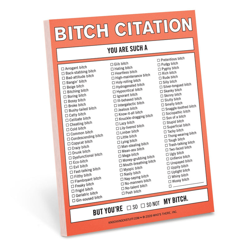 Bitch Citation Notepad Notepads Knock Knock  Paper Skyscraper Gift Shop Charlotte