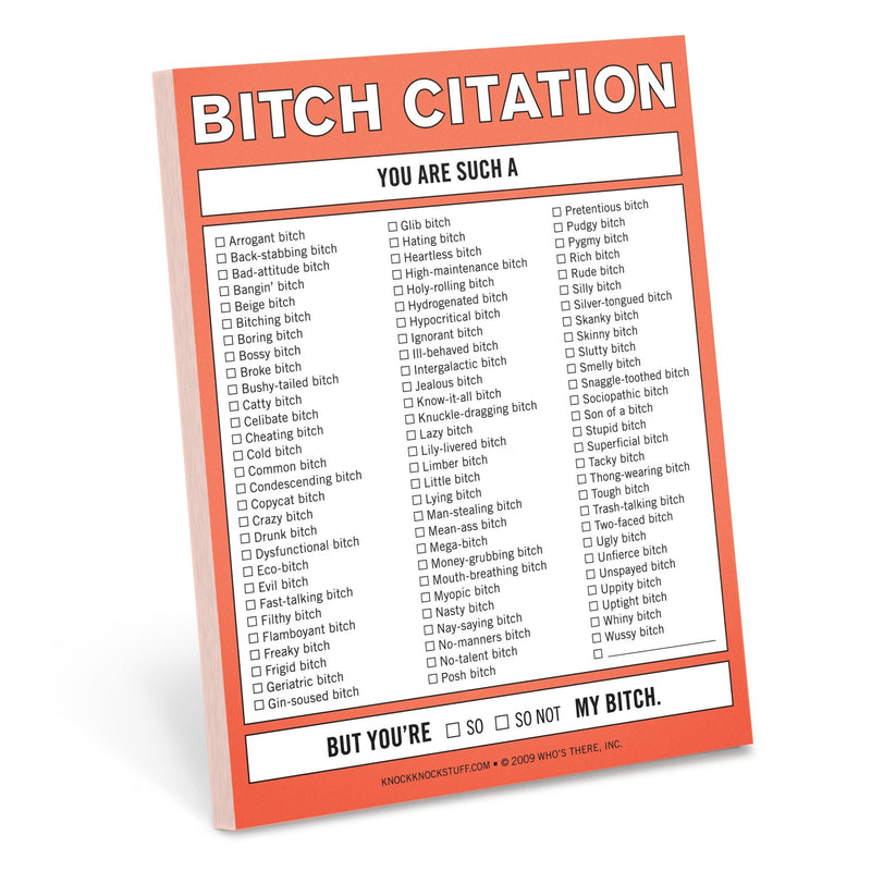 Bitch Citation Notepad Notepads Knock Knock  Paper Skyscraper Gift Shop Charlotte