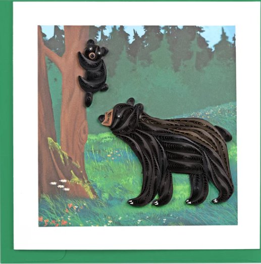 Black Bear and Cub Cards Quilling Card  Paper Skyscraper Gift Shop Charlotte