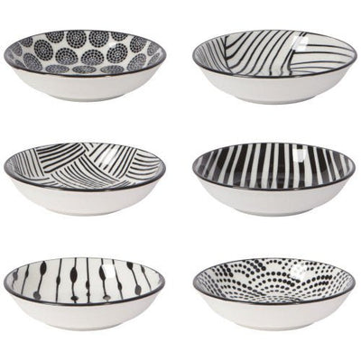 Black Bits & Dots Pinch Bowl Set of Six Kitchen Danica Studio (Now Designs)  Paper Skyscraper Gift Shop Charlotte