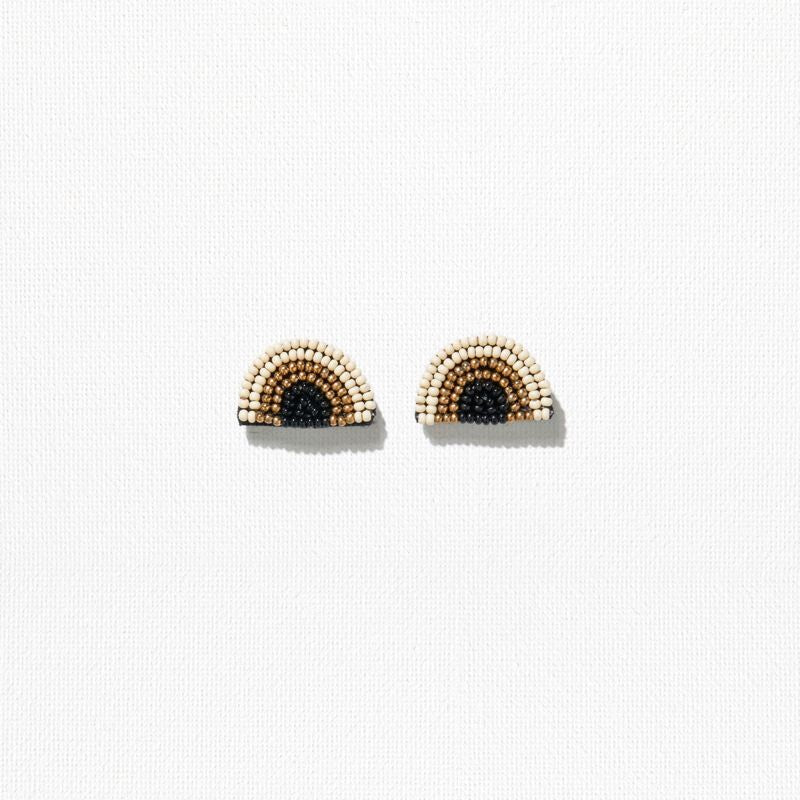 Black Ivory Seed Bead Rainbow Post Earring 0.75” Jewelry ink + alloy  Paper Skyscraper Gift Shop Charlotte