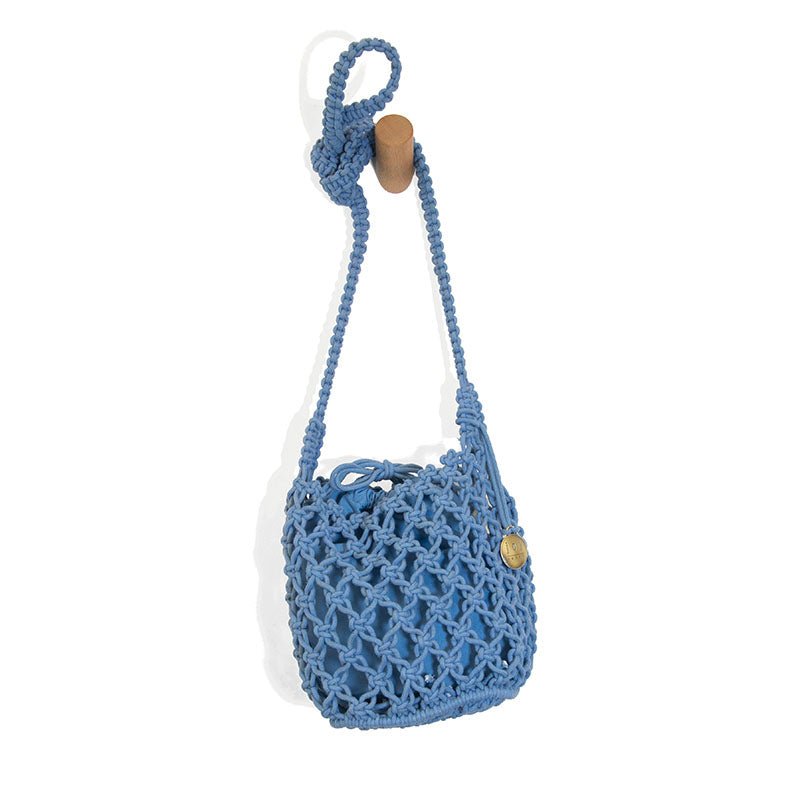 Blue Birdie Macrame Crossbody Handbags + Wallets Joy Susan  Paper Skyscraper Gift Shop Charlotte