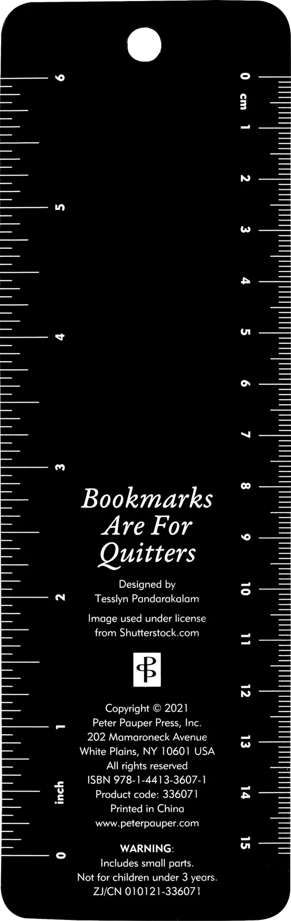 BOOKMARKS ARE FOR QUITTERS BEADED Bookmarks Peter Pauper Press, Inc.  Paper Skyscraper Gift Shop Charlotte