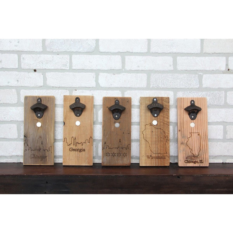 Bottle Opener Reclaimed Barn Wood Barware Swoon Living  Paper Skyscraper Gift Shop Charlotte