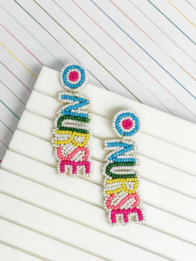 Bright Multi 'Nurse' Beaded Dangle Earrings  Prep Obsessed Wholesale  Paper Skyscraper Gift Shop Charlotte