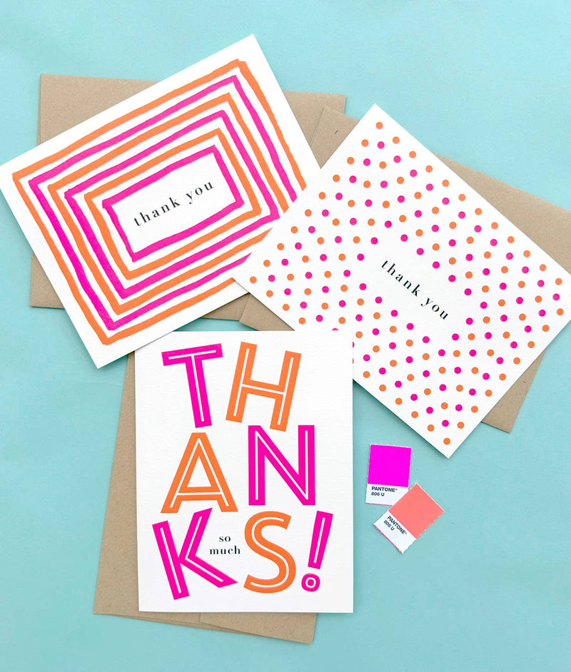 Brights Borders Thank You Card (Boxed set of 8) Cards J.Falkner Cards  Paper Skyscraper Gift Shop Charlotte