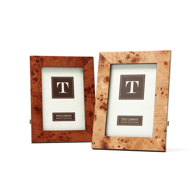 Burled Wood 4" x 6" Photo Frame | 1pc Frame Two's Company  Paper Skyscraper Gift Shop Charlotte