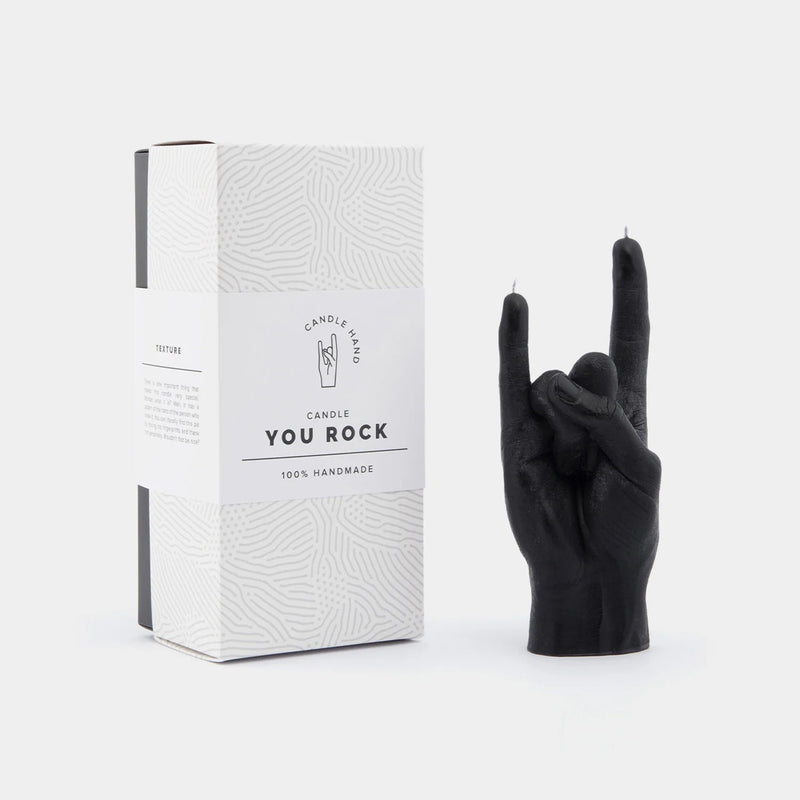 CandleHand Gesture Candle You Rock | Black Candles 54 Celsius  Paper Skyscraper Gift Shop Charlotte