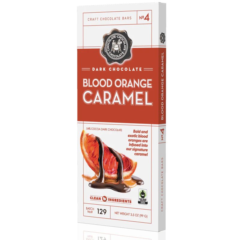 CCC Blood Orange Caramel Bar 3.5oz CAND Chocolate Chocolate Chocolate Co  Paper Skyscraper Gift Shop Charlotte