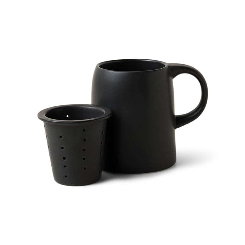 Ceramic Tea Infuser Mug - Reactive Glaze Black, 11 oz  Good Citizen Coffee  Paper Skyscraper Gift Shop Charlotte