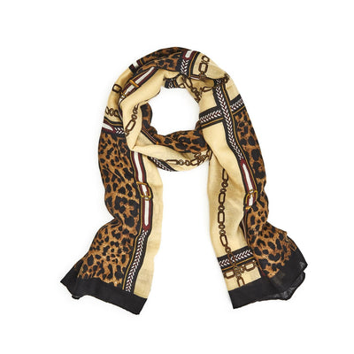 Chain and Leopard Print Scarf Accessories Two's Company  Paper Skyscraper Gift Shop Charlotte