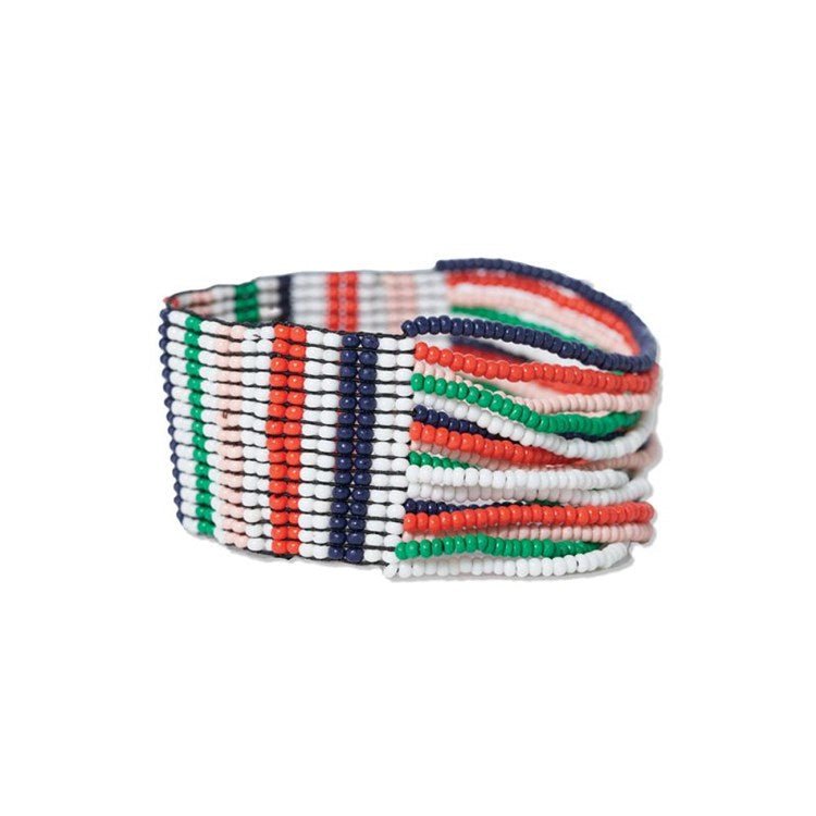 Charlie Vertical Stripes Half Woven Beaded Bracelet Jewelry ink + alloy  Paper Skyscraper Gift Shop Charlotte