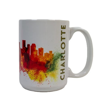 Charlotte Abstract Skyline | Tall White Mug Mugs Lantern Press  Paper Skyscraper Gift Shop Charlotte