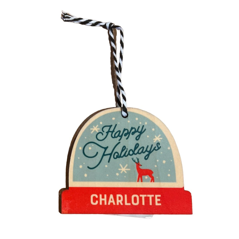 Charlotte Happy Holidays Snowglobe Ornament Ornaments Rock Scissor Paper  Paper Skyscraper Gift Shop Charlotte