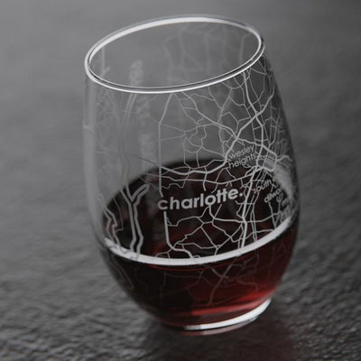 Charlotte Map Wine Glass Wine Glasses Well Told  Paper Skyscraper Gift Shop Charlotte