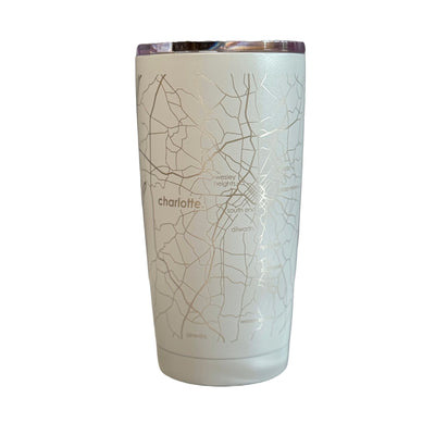 Charlotte NC Map 20 oz Insulated Pint Tumbler Dockside Gray Glasswear Well Told  Paper Skyscraper Gift Shop Charlotte