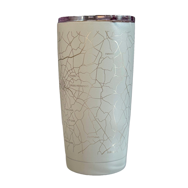 Charlotte NC Map 20 oz Insulated Pint Tumbler Dockside Gray Glasswear Well Told  Paper Skyscraper Gift Shop Charlotte