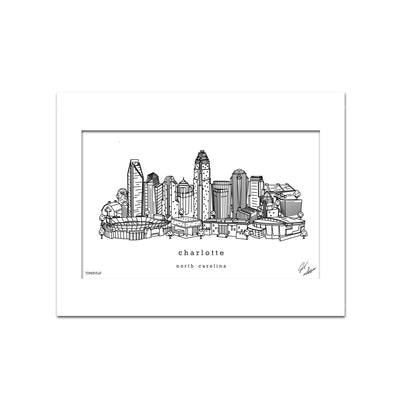 Charlotte NC Minimalist Wall Decor: Black/White / 8x12 White Matted  Townsville Art  Paper Skyscraper Gift Shop Charlotte