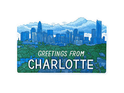 Charlotte, NC Scenic Postcard Cards Noteworthy Paper & Press  Paper Skyscraper Gift Shop Charlotte