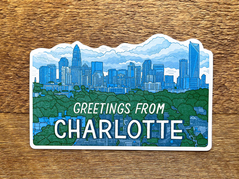 Charlotte, NC Scenic Postcard Cards Noteworthy Paper & Press  Paper Skyscraper Gift Shop Charlotte