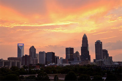 Charlotte Sunset Skyline Card Cards Nancy Williams Photography  Paper Skyscraper Gift Shop Charlotte