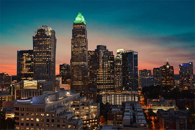 Charlotte Twilight Skyline Card Cards Nancy Williams Photography  Paper Skyscraper Gift Shop Charlotte