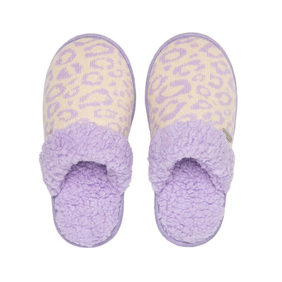 Cheetah Lavender - Pastel Sherpa Slippers Slippers PUDUS  Paper Skyscraper Gift Shop Charlotte