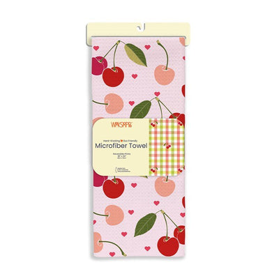 Cherry Hearts Microfiber Towel  WERKSHOPPE  Paper Skyscraper Gift Shop Charlotte