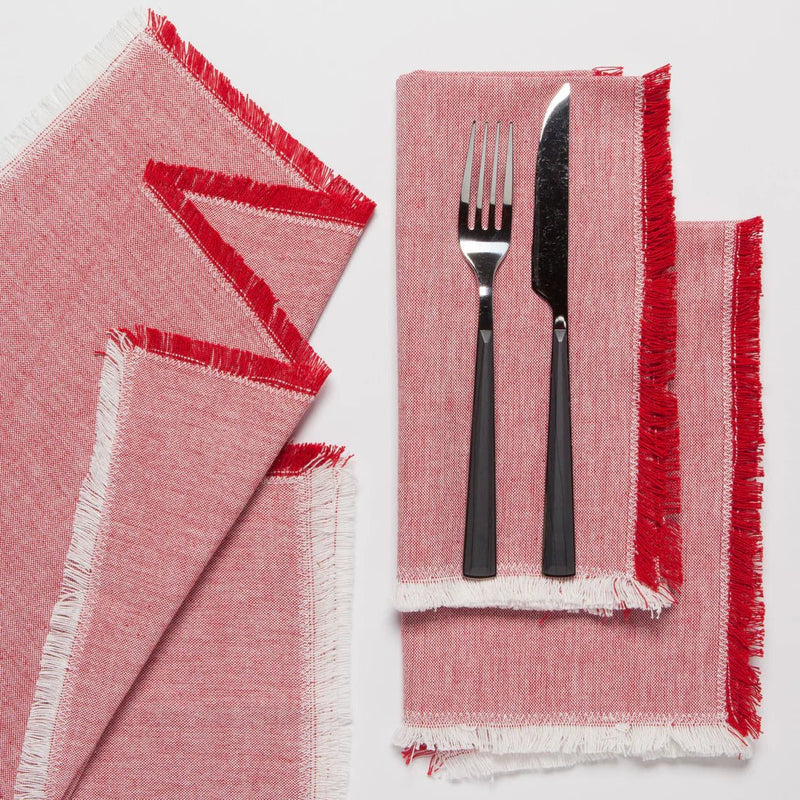 Chili Red Chambray Napkins | Set of 4 Napkins Danica Studio (Now Designs)  Paper Skyscraper Gift Shop Charlotte