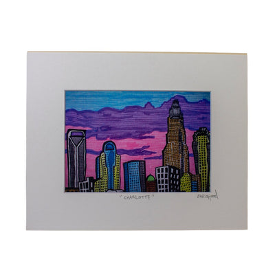 Chris Hood | Marker Charlotte Skyline Print | 8 x 10 Prints Chris Hood  Paper Skyscraper Gift Shop Charlotte