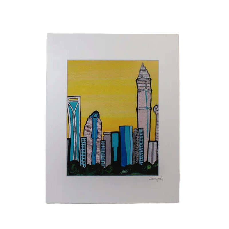 Chris Hood | Yellow Charlotte Skyline Print | 11 x 14 Prints Chris Hood  Paper Skyscraper Gift Shop Charlotte