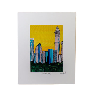 Chris Hood | Yellow Charlotte Skyline Print | 8 x 10 Prints Chris Hood  Paper Skyscraper Gift Shop Charlotte