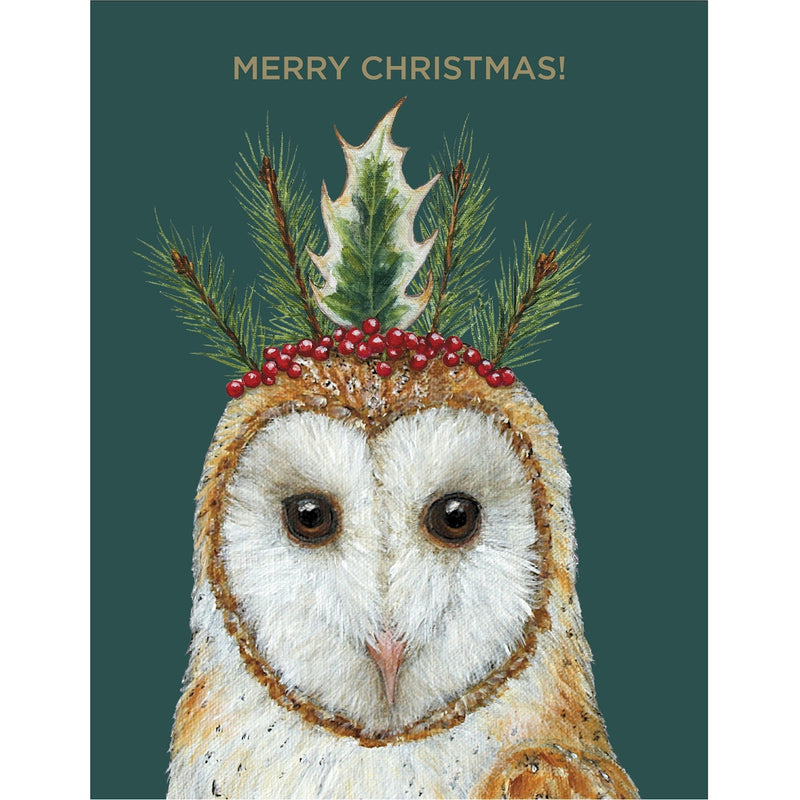 Christmas Owl Card with foil - A2 Cards Hester & Cook  Paper Skyscraper Gift Shop Charlotte