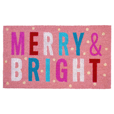 Christmas Pink Merry & Bright Doormat  Calloway Mills  Paper Skyscraper Gift Shop Charlotte