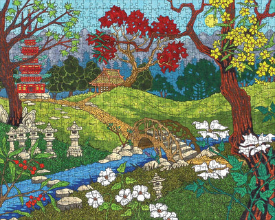 1000 Piece Puzzle | CJ Hurley: At the Japanese Garden Puzzles Pomegranate  Paper Skyscraper Gift Shop Charlotte