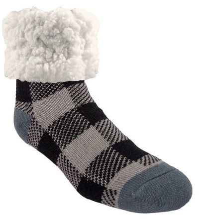 CLASSIC LARGE LUMBERJACK GREY SLIPPER SOCKS Socks PUDUS  Paper Skyscraper Gift Shop Charlotte