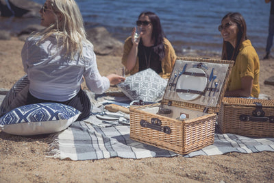 Classic Picnic Basket: Beige Canvas Outdoors Picnic Time  Paper Skyscraper Gift Shop Charlotte