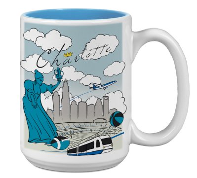 CLT Montage Art 15oz Mug Mugs My City Souvenirs  Paper Skyscraper Gift Shop Charlotte