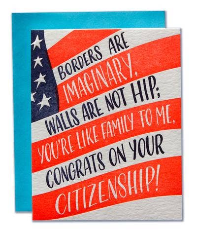 Congrats On Your Citizenship Card  Ladyfingers Letterpress  Paper Skyscraper Gift Shop Charlotte