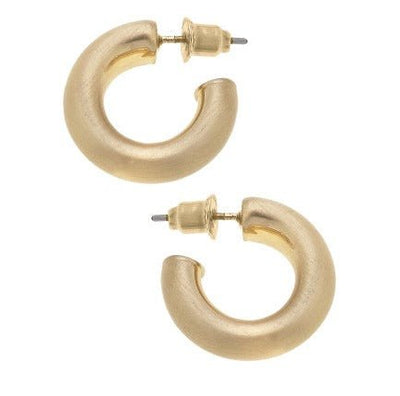 Coraline Hoop Earrings | Satin Gold  Canvas Style  Paper Skyscraper Gift Shop Charlotte