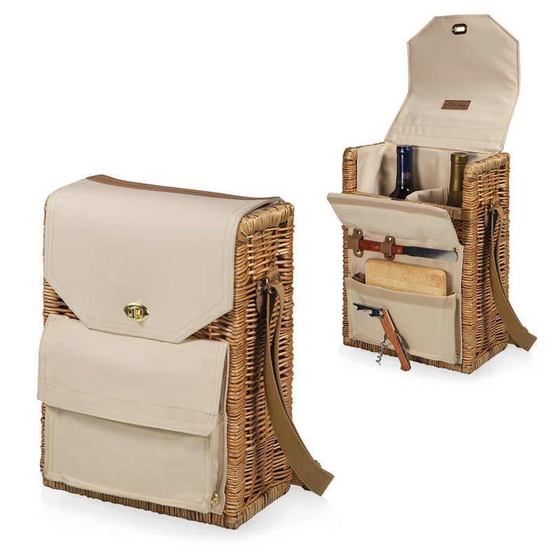 Corsica Wine & Cheese Picnic Basket: Beige Canvas Drinkware Picnic Time  Paper Skyscraper Gift Shop Charlotte