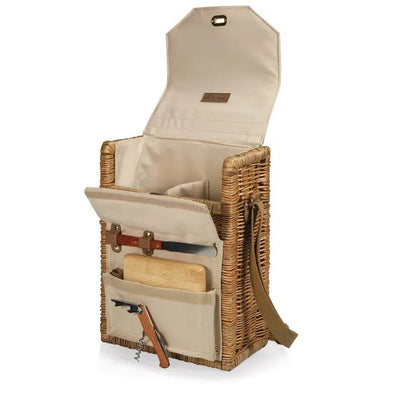 Corsica Wine & Cheese Picnic Basket: Beige Canvas Drinkware Picnic Time  Paper Skyscraper Gift Shop Charlotte