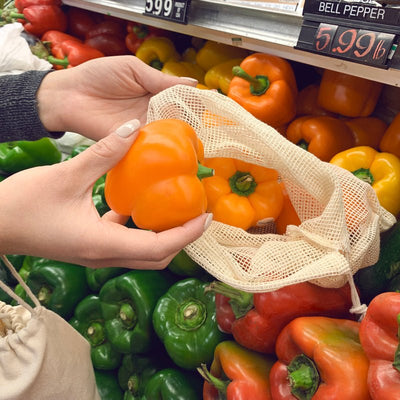 Cotton Mesh Produce Bags | Set of 5 Kitchen Kikkerland  Paper Skyscraper Gift Shop Charlotte