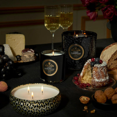 Crisp Champagne 3 Wick Tin Candles Voluspa  Paper Skyscraper Gift Shop Charlotte