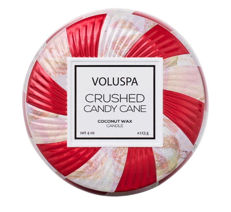 Crushed Candy Cane Mini Tin Holiday Voluspa  Paper Skyscraper Gift Shop Charlotte