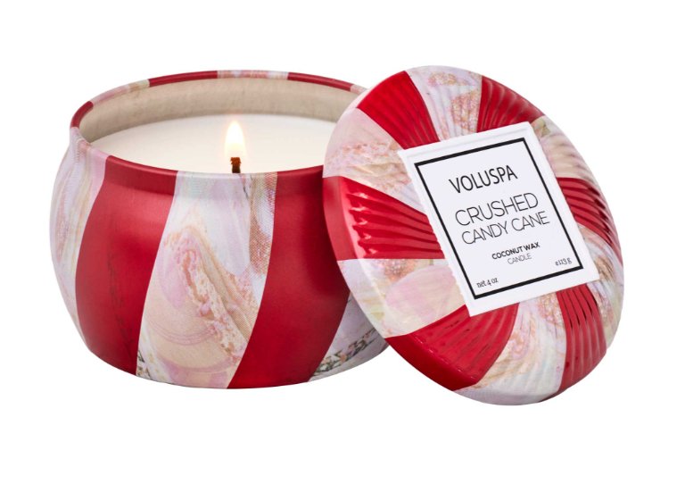 Crushed Candy Cane Mini Tin Holiday Voluspa  Paper Skyscraper Gift Shop Charlotte