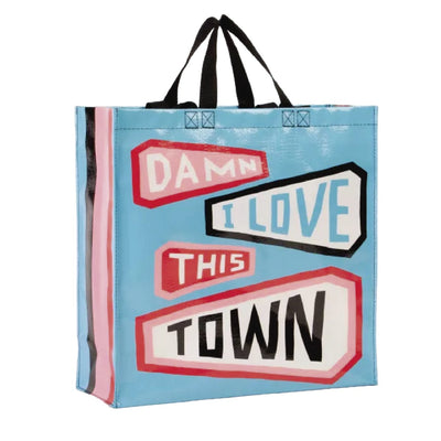 Damn I Love This Town Shopper Bag Shoppers Blue Q  Paper Skyscraper Gift Shop Charlotte