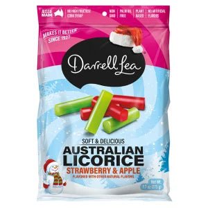 Darrell Lea Christmas Strawberry Apple Australian Licorice 9.7oz Bag Food - Chocolates & Candy Nassau Candy  Paper Skyscraper Gift Shop Charlotte